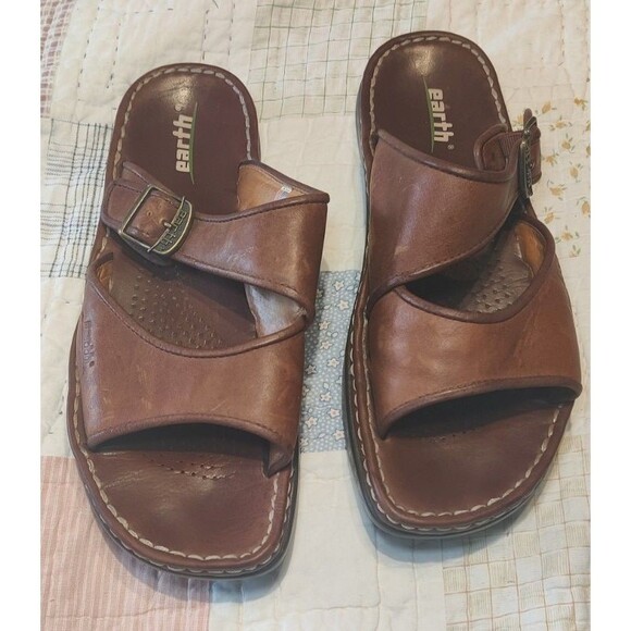 Earth Women’s Brown Leather Sandal Peaceful Ochre Size 11B - Picture 1 of 10